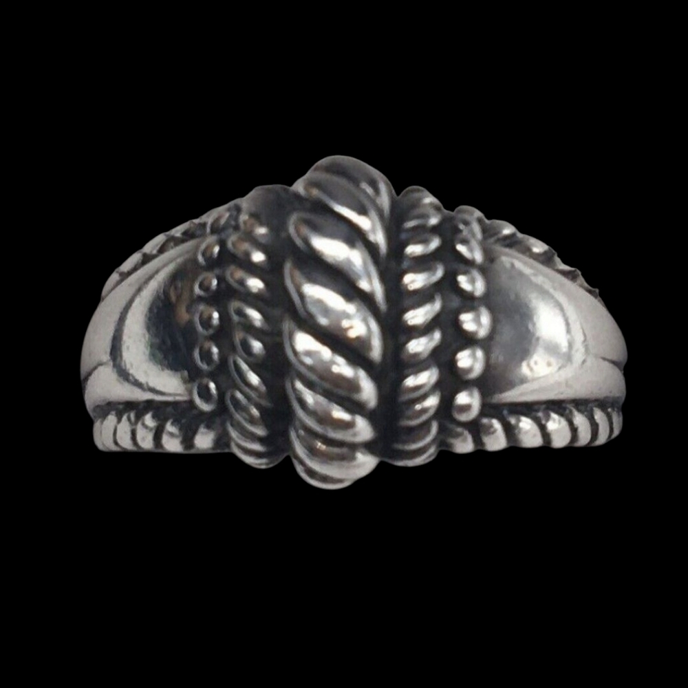 Sz 7 ¾ - Vintage Bali Sterling Silver Rope Dome Ring